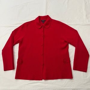 Lands End Size L  Red Cotton Sweater Jacket